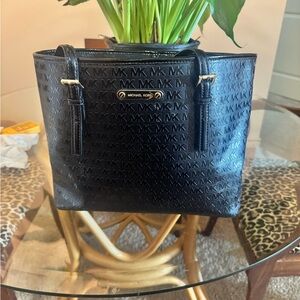 Michael Kors Embossed Black Tote jet set
